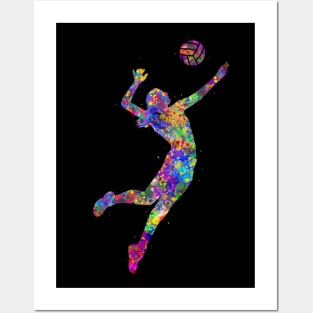 Volleyball player girl watercolor art Posters and Art